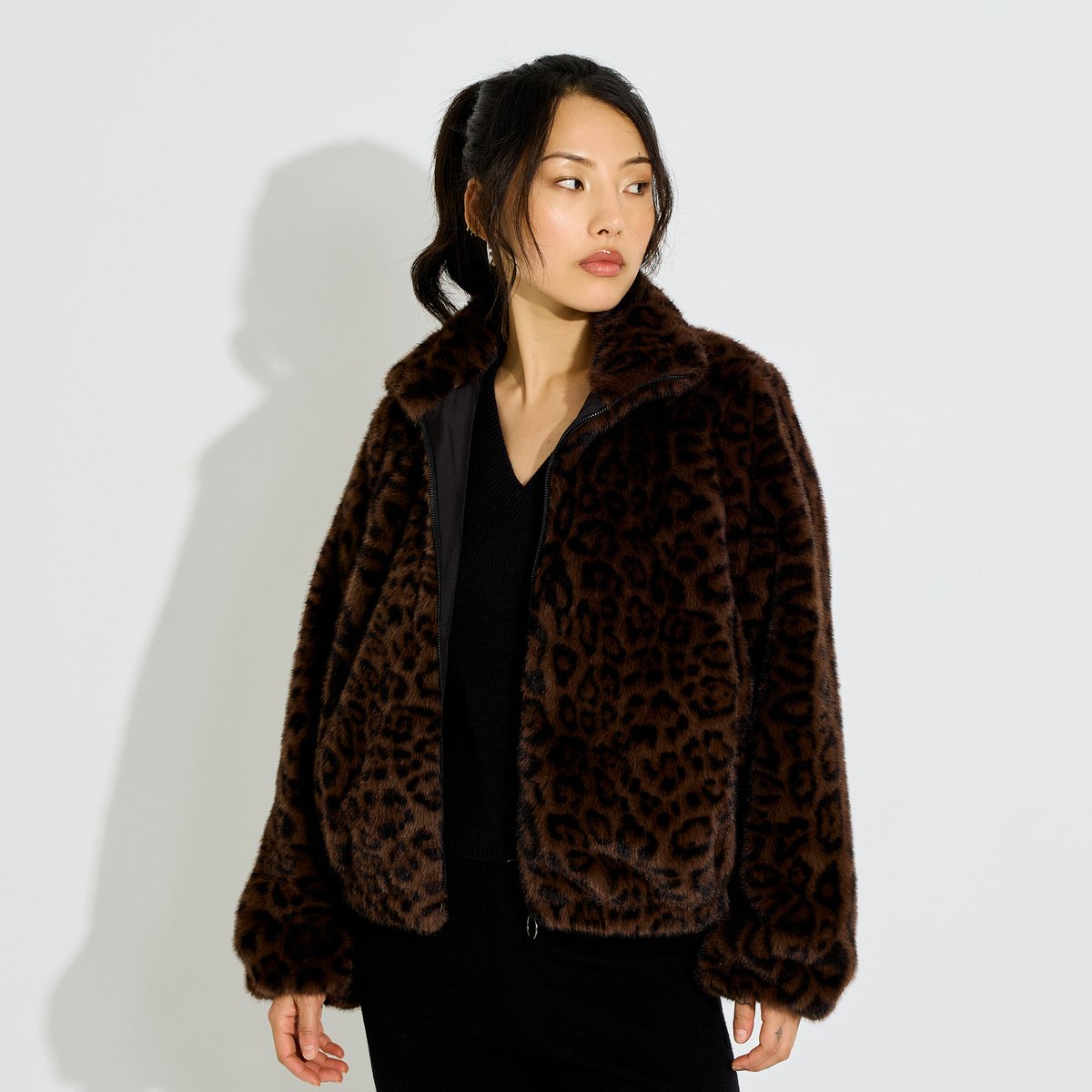 Manteau court léopard marron, GRAIN DE MALICE