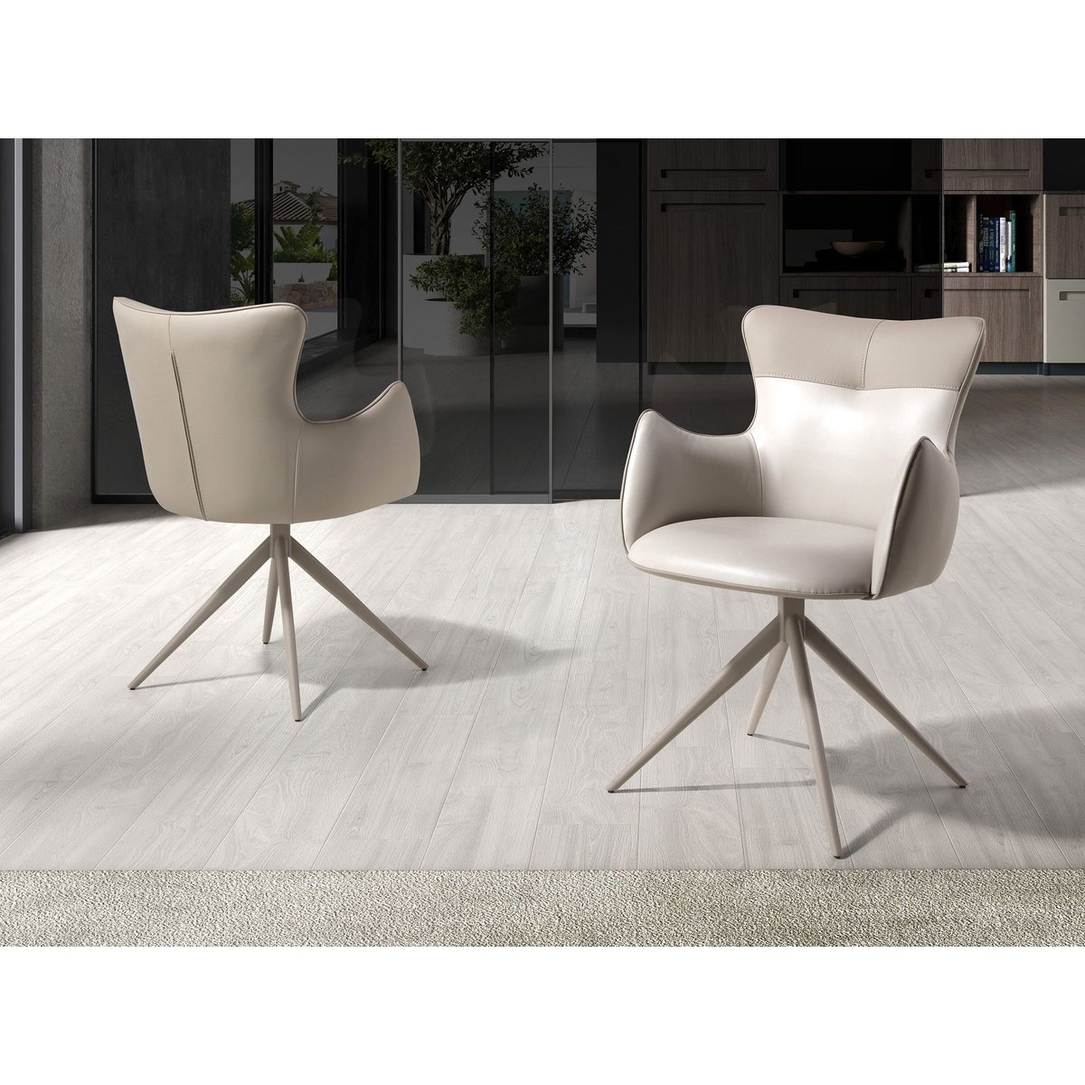 Chaise pivotante en similicuir blanc cassé | greige | sable, ANGEL CERDA