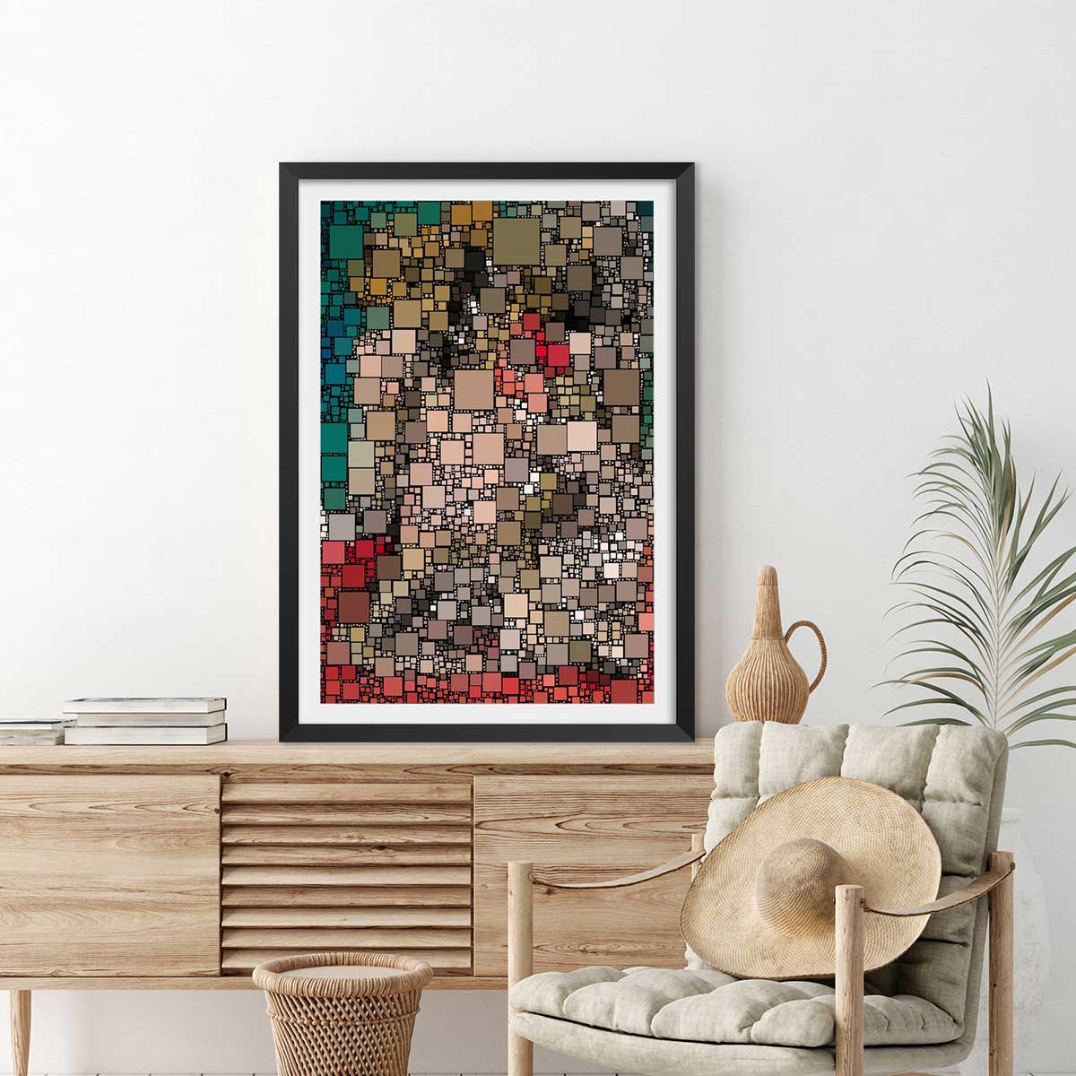 Affiche vitraux king's college affiche + cadre en bois - noir, HEXOA