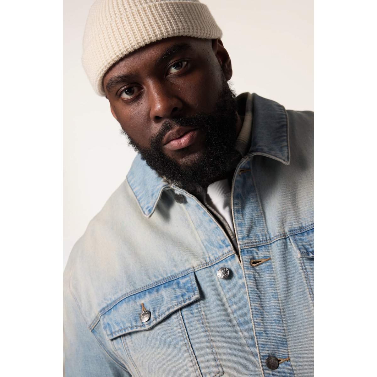 Veste en jean jean blanchi, STHUGE