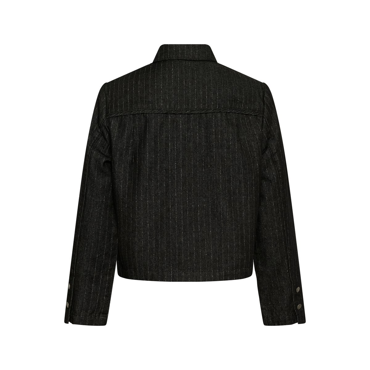 Chemise à manches longues noir black with silver pinstripe, CREAM
