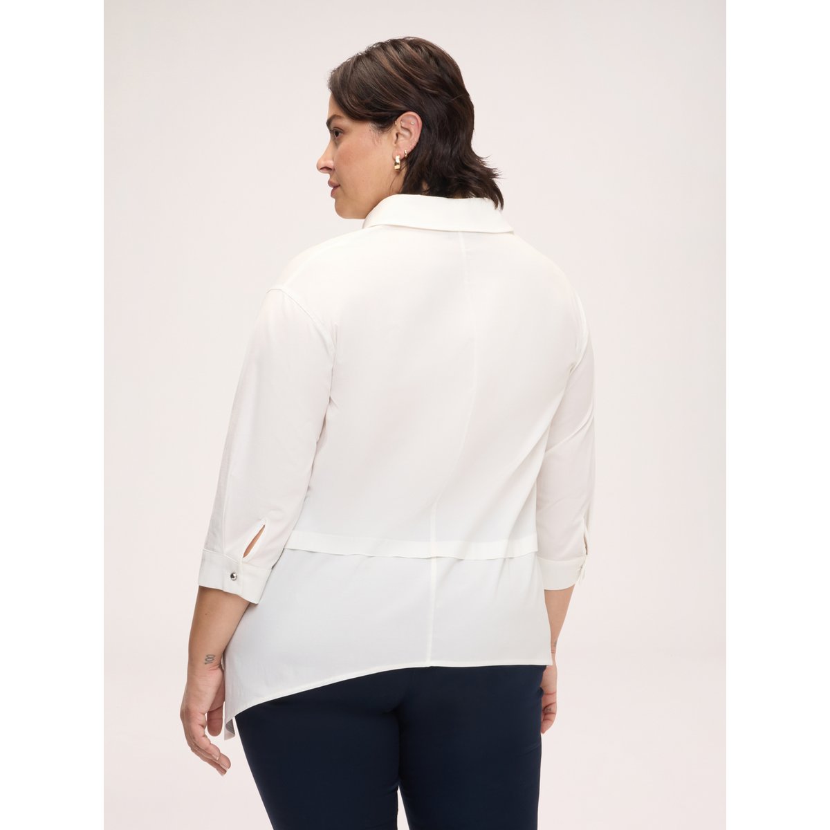 Chemise à ourlet asymétrique blanc, FIORELLA RUBINO