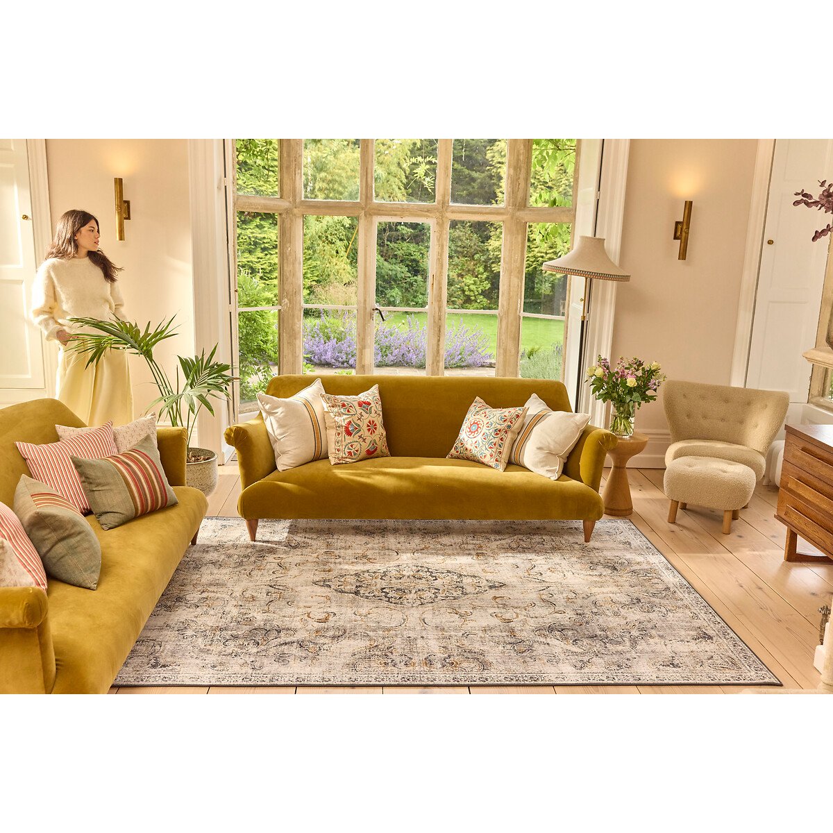 Baroque Eco-Washable Rug grey, HUG RUG