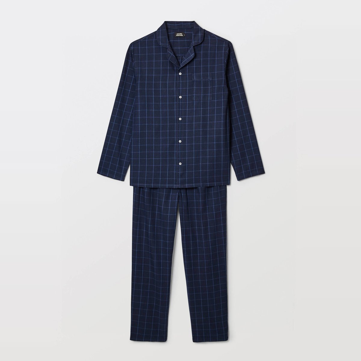 Pyjama manches longues et pantalon en flanelle de coton BIO GOTS black iris, MONOPRIX
