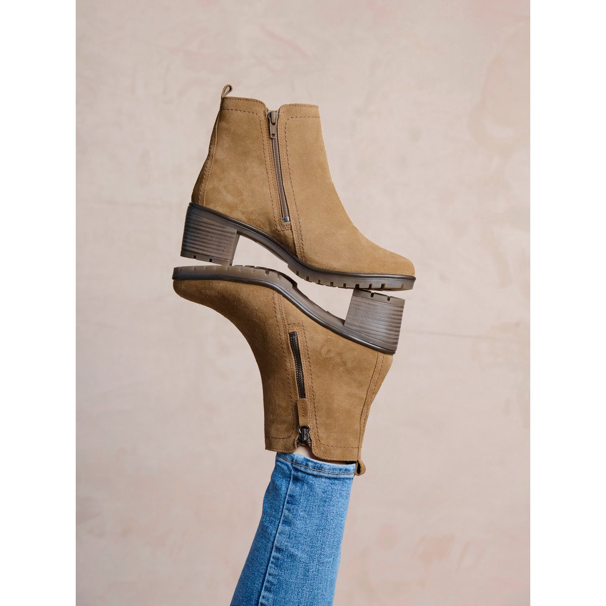 Boots dessus cuir velours camel, PEDICONFORT