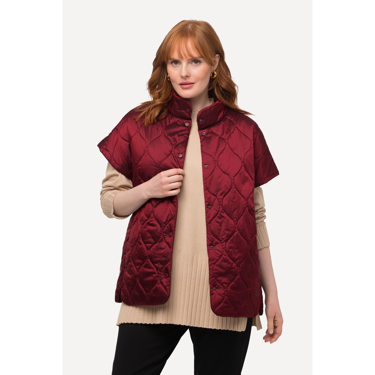 Gilet matelassé à col montant rouge cerise foncé, ULLA POPKEN