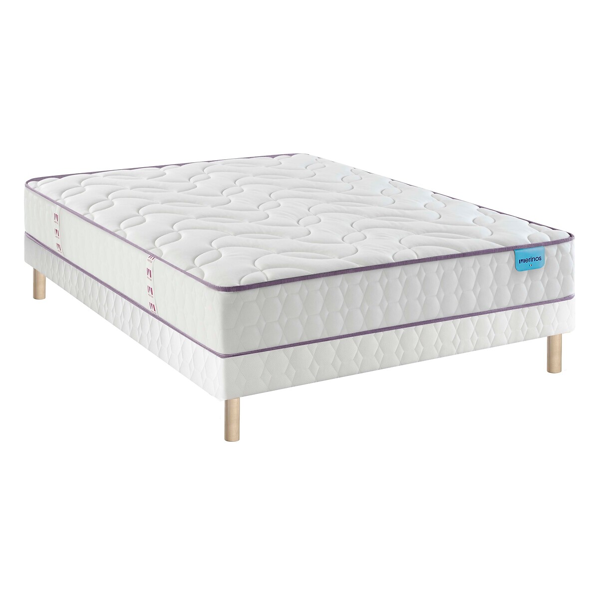 Set di materasso con 580 molle insacchettate a 3 zone e base letto, COSY LIT 2 bianco, MERINOS