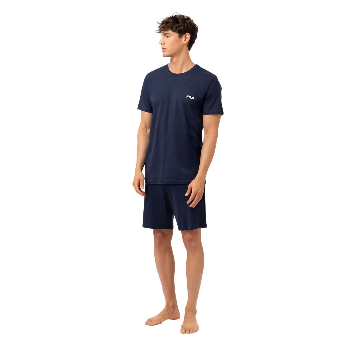 Ensemble Pyjama en coton court bleu marine, FILA