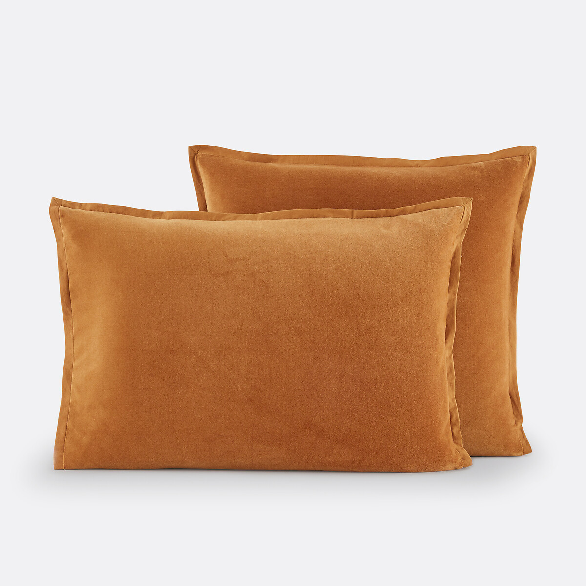 Taie d'oreiller biface velours/coton lavé Noria bronze, LA REDOUTE INTERIEURS