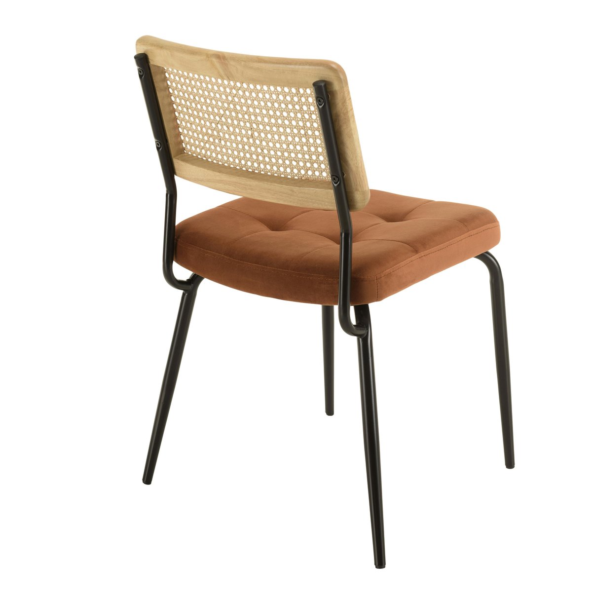 Chaise assise velours orange capitonné dossier cannage (lot de 2) TIM orange, PIER IMPORT