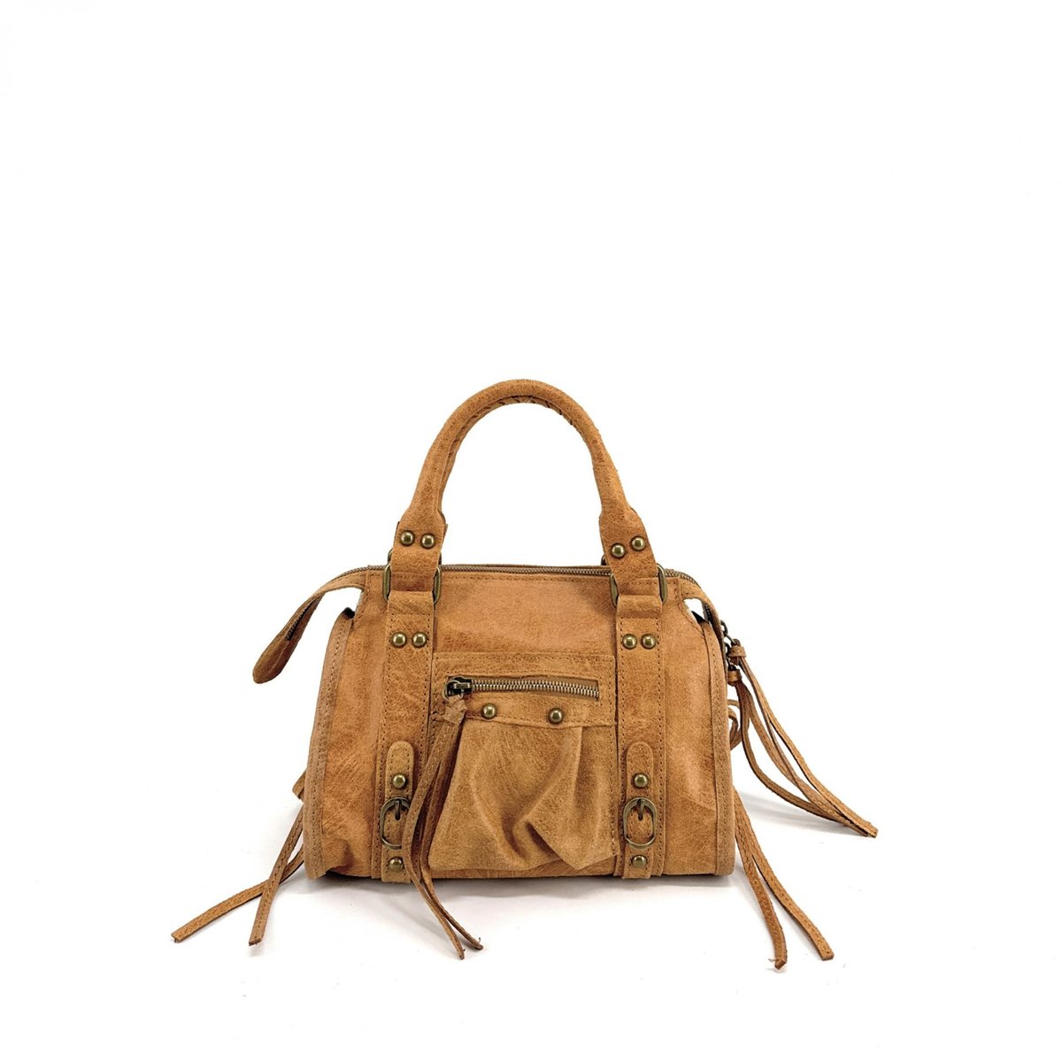 Mini-sac bowling en cuir brossé SANDSTORM MINI noir, OH MY BAG