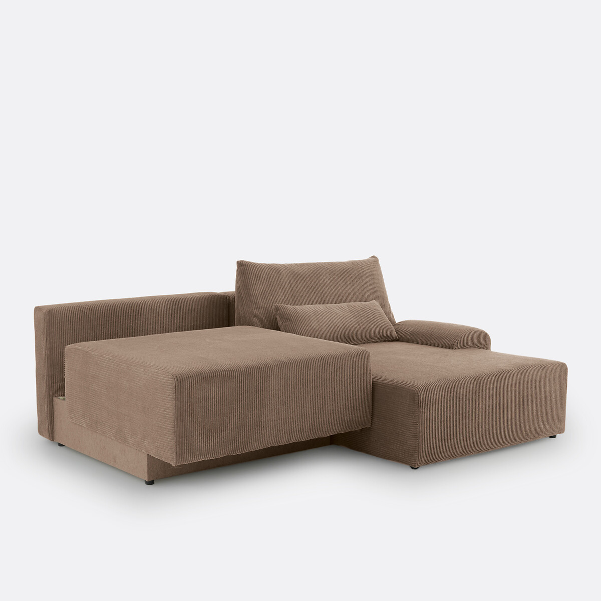 Hoekbank met koffer, ribfluweel, MAONA taupe , LA REDOUTE INTERIEURS