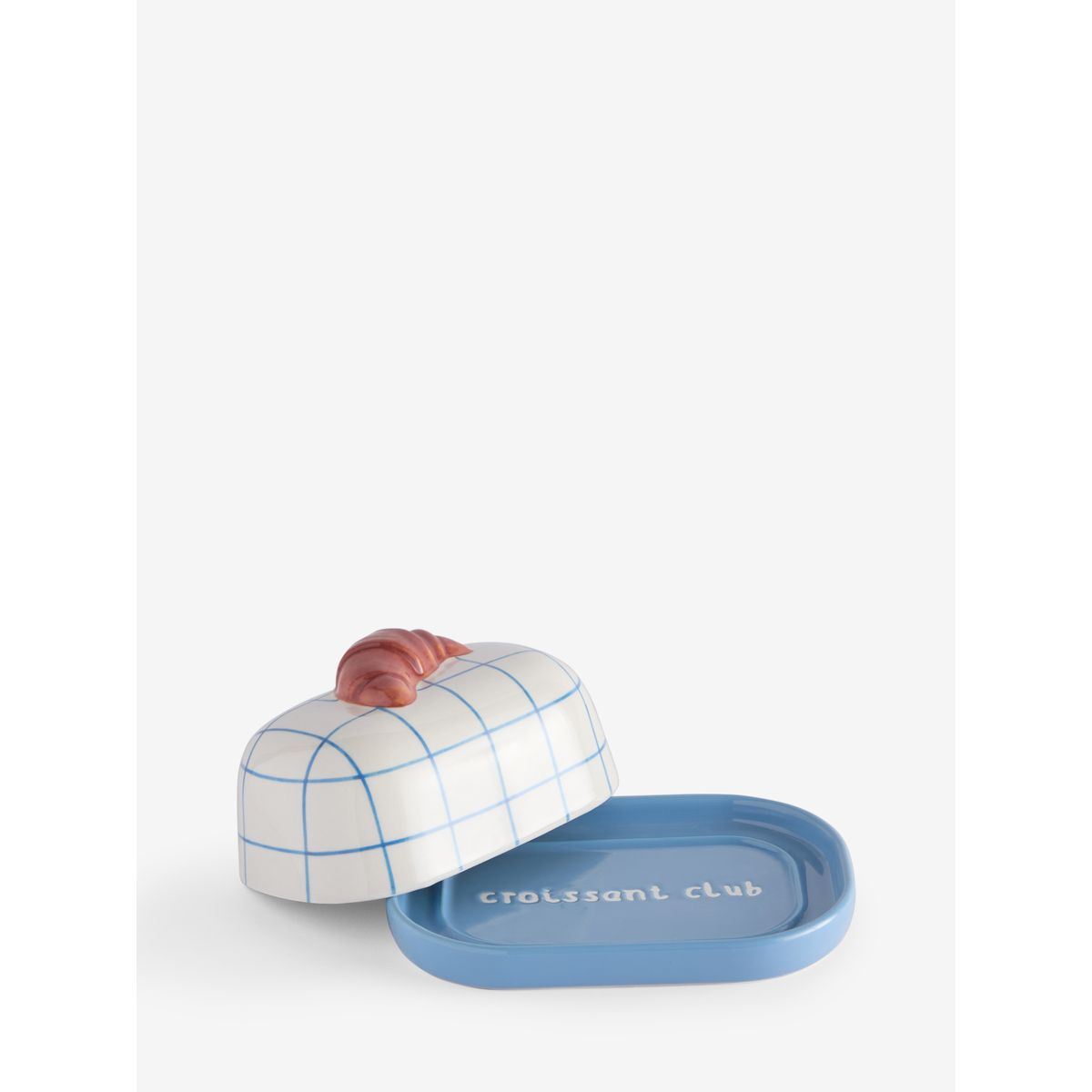 Beurrier à motif croissant claude blanc/bleu, NEXT