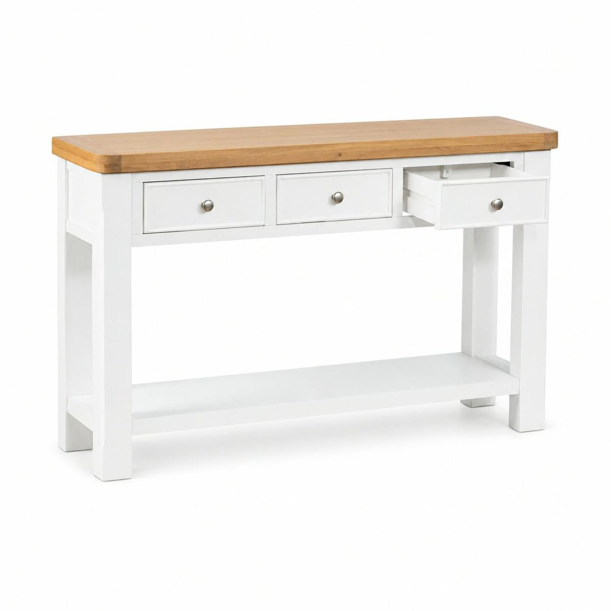 Console blanche style bord de mer 3 tiroirs VELIA blanc, PIER IMPORT