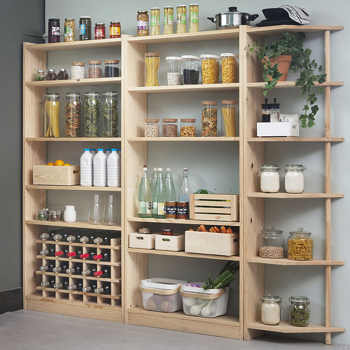 Etagère d'angle GALA en pin massif-185X50 bois clair, EUROPE & NATURE