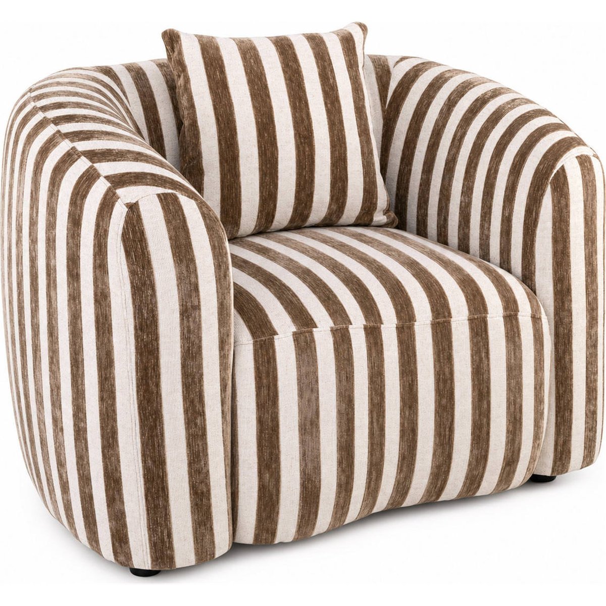 Fauteuil lounge rayé au confort généreux rayures sable, RECOLLECTION
