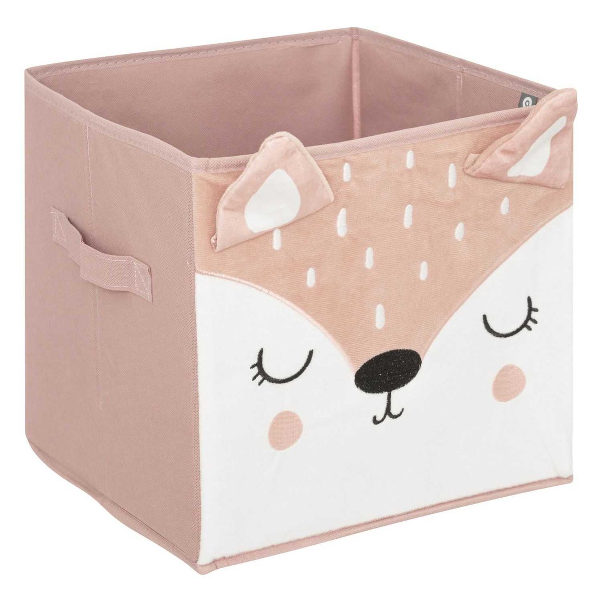 Lot de 2 boites de rangement enfant en velours biche rose, TOILINUX