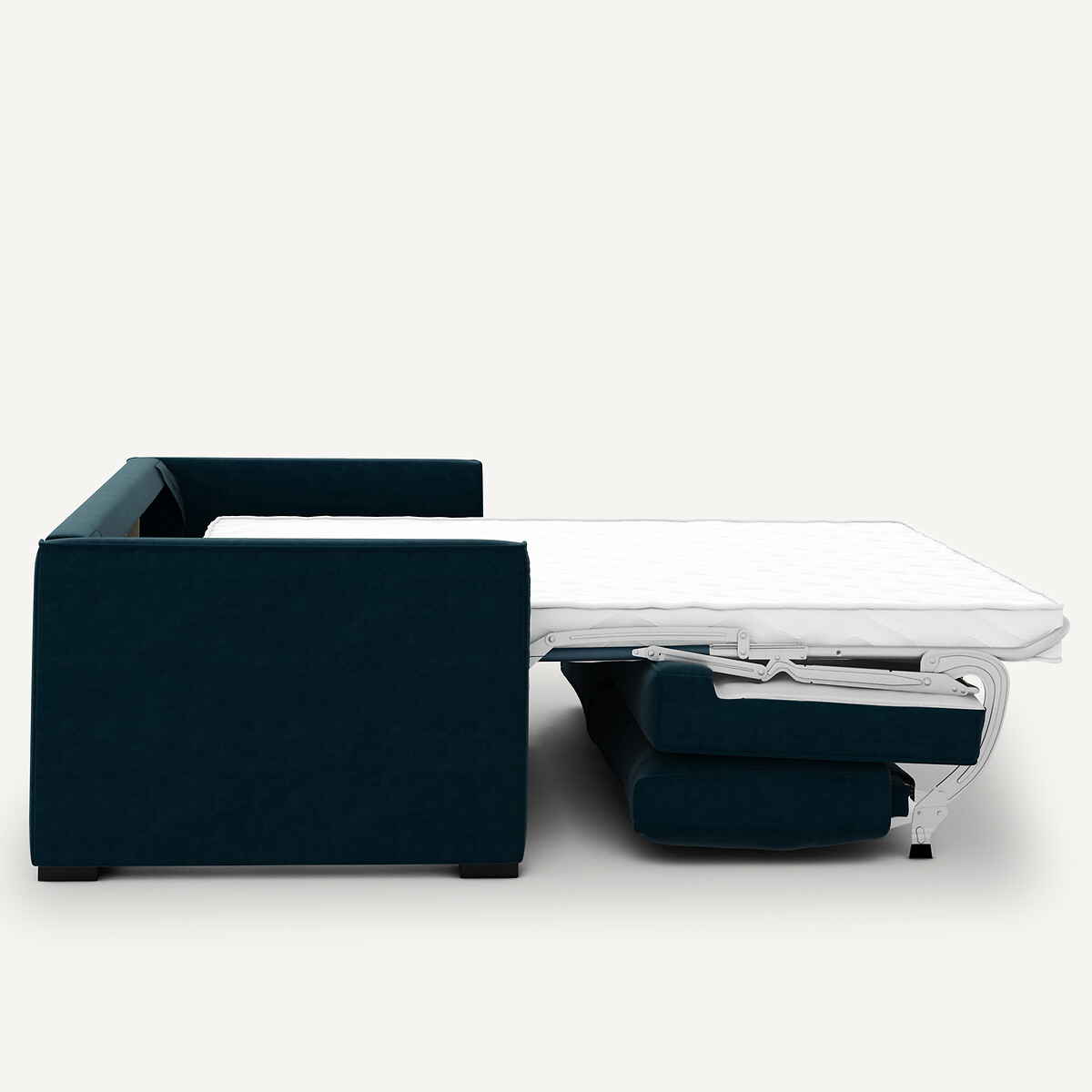 Sofá cama de terciopelo de 3 o 4 plazas, Camille azul pavo real, AM.PM