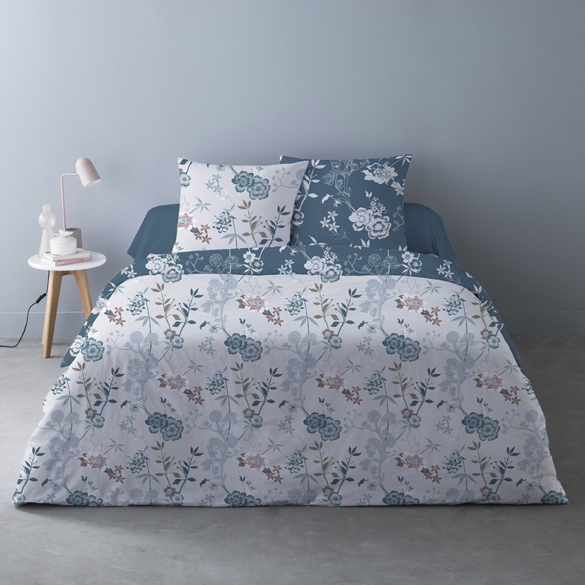 Housse De Couette 240x220 Hana Bleu + 2 Taies bleu, DECORATIE