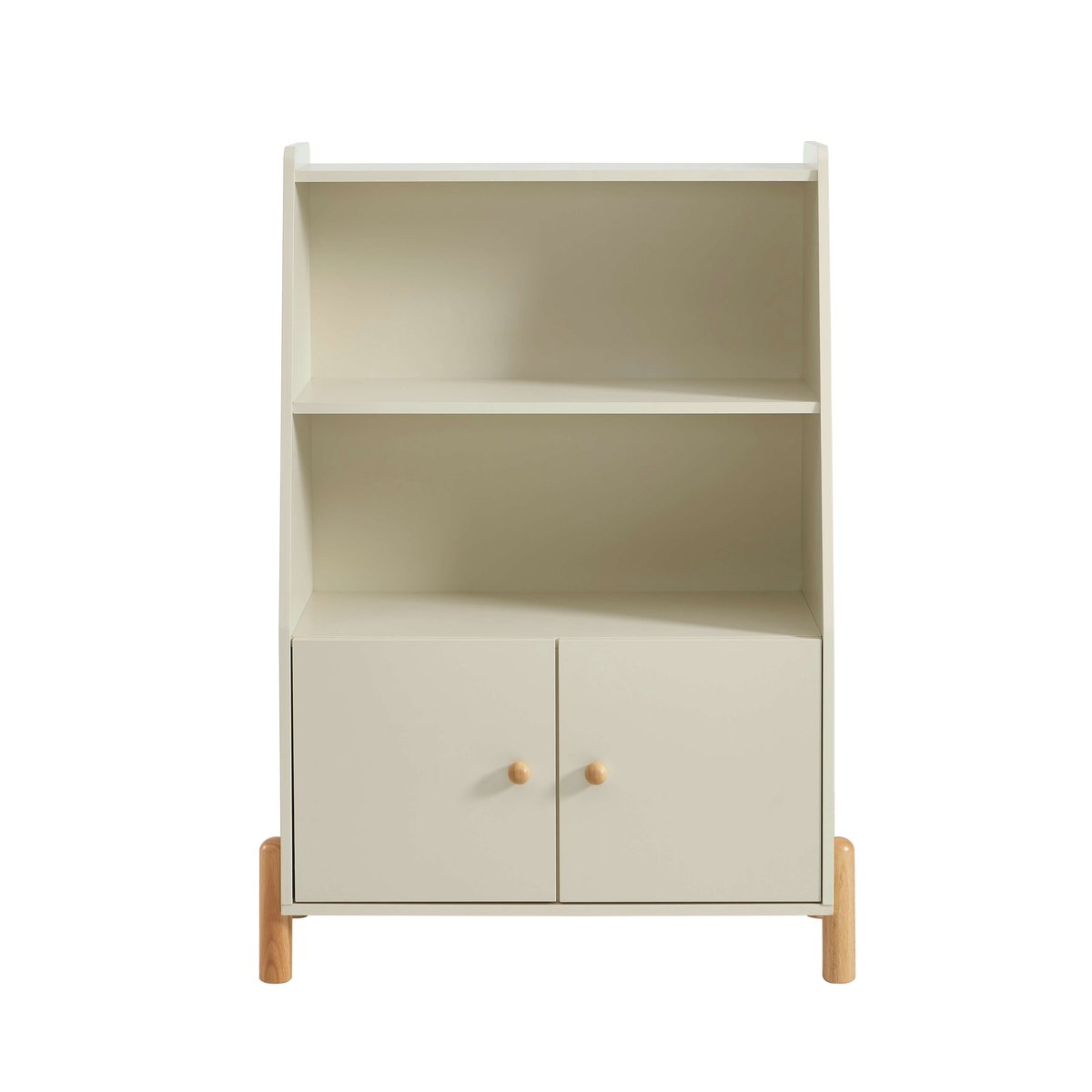 Bibliothèque enfant 2 portes  MONA beige et bois clair, BAÏTA
