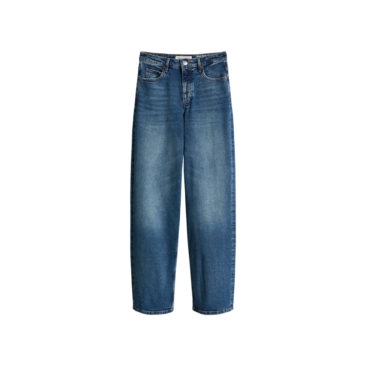 Jeans modèle Tolva large en coton organique mélangé stretch bleu foncé, MARC O'POLO