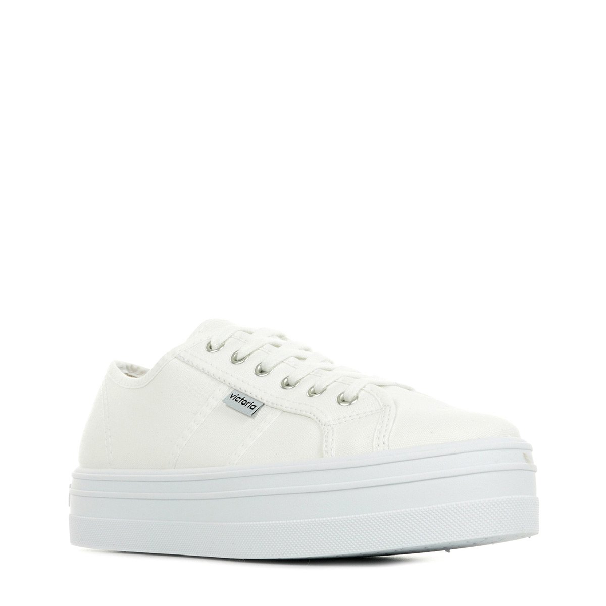 Baskets compensées en toile Barcelona Lona blanc, VICTORIA