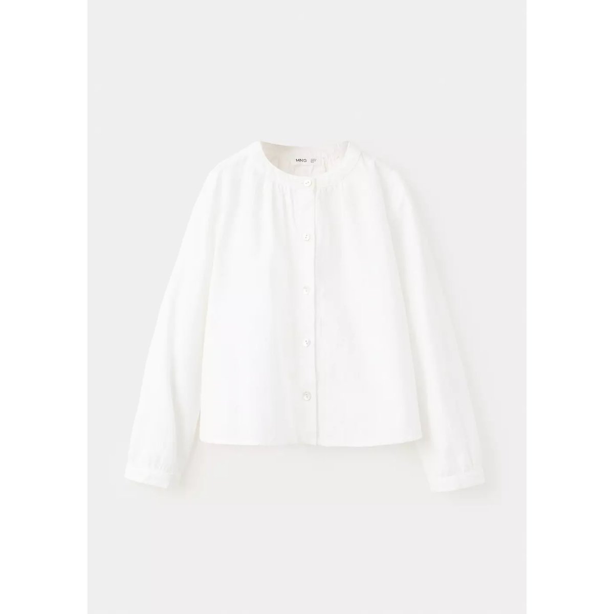 Chemisier coton col froncé blanc, MANGO BABY