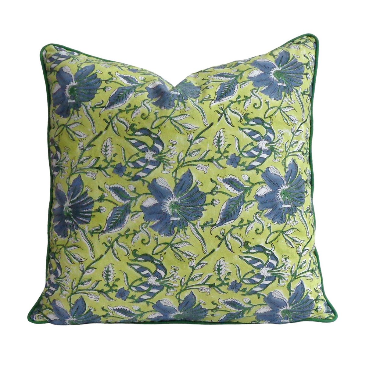 Housse de coussin Flowergud vert clair, bleu foncé, blanc, vert, ARCHIV