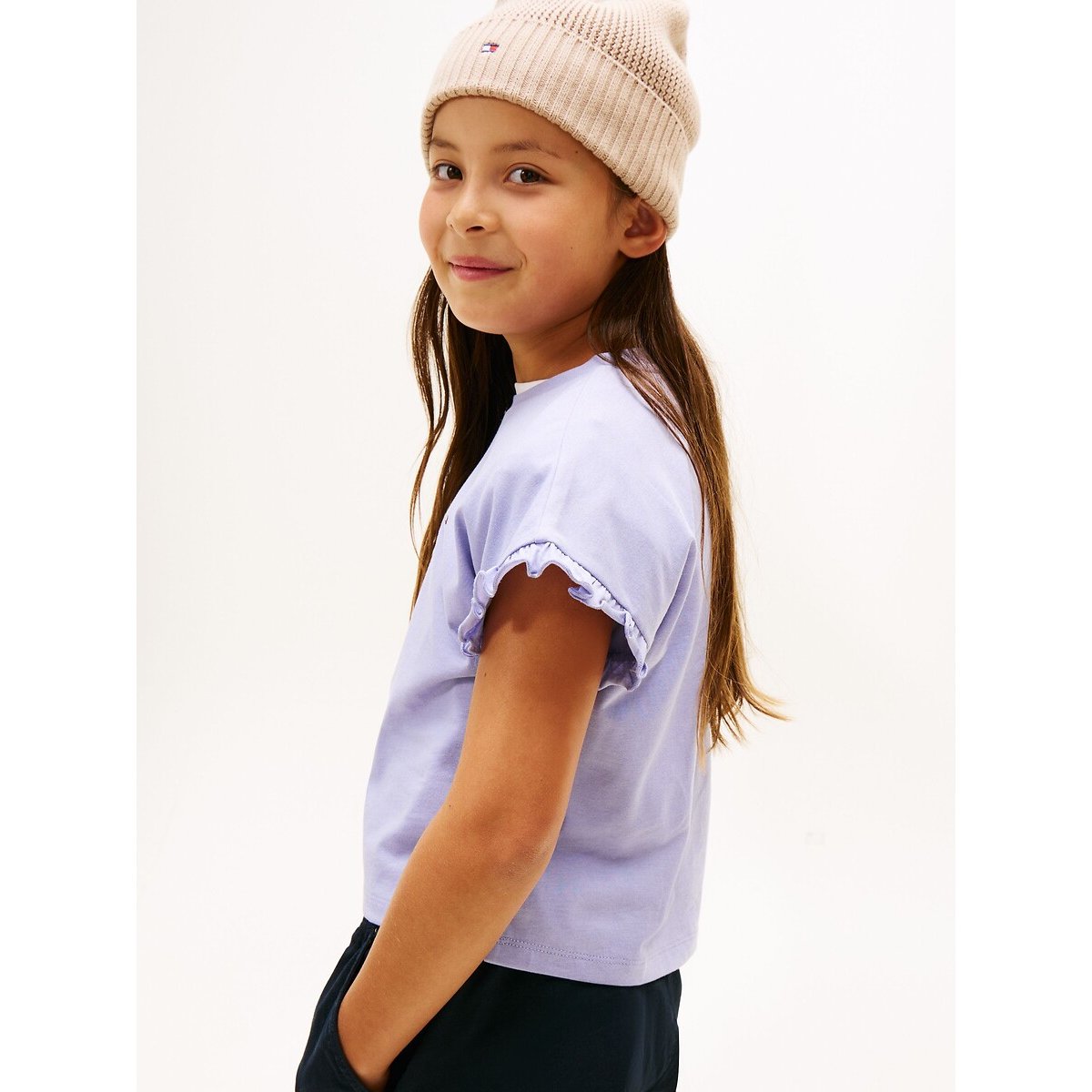 Short Ruffled Sleeve T-Shirt lavender blue, TOMMY HILFIGER