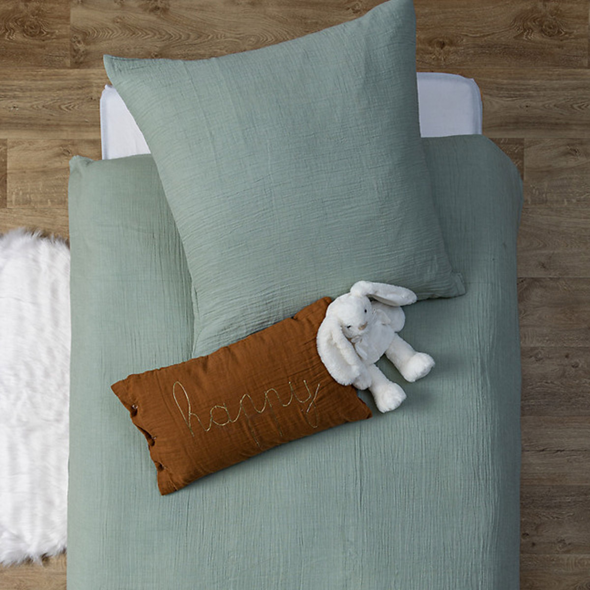 Coussin déhoussable en gaze de coton LILI marron, ATMOSPHERA FOR KIDS