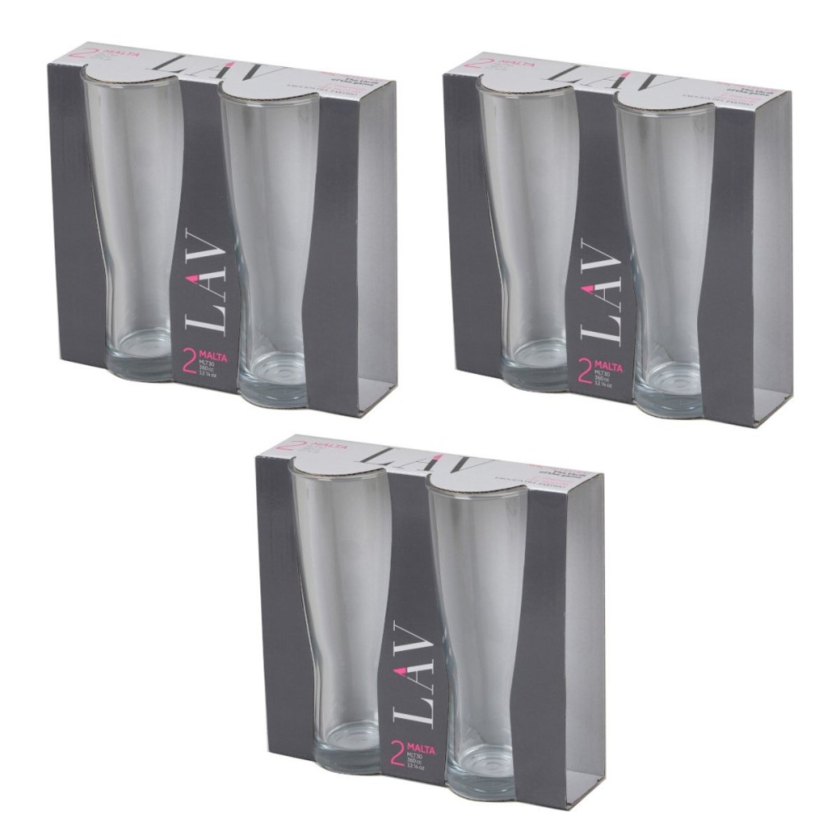 Lot de 6 verres à bière 36cl MALTA transparent, DECORATIE