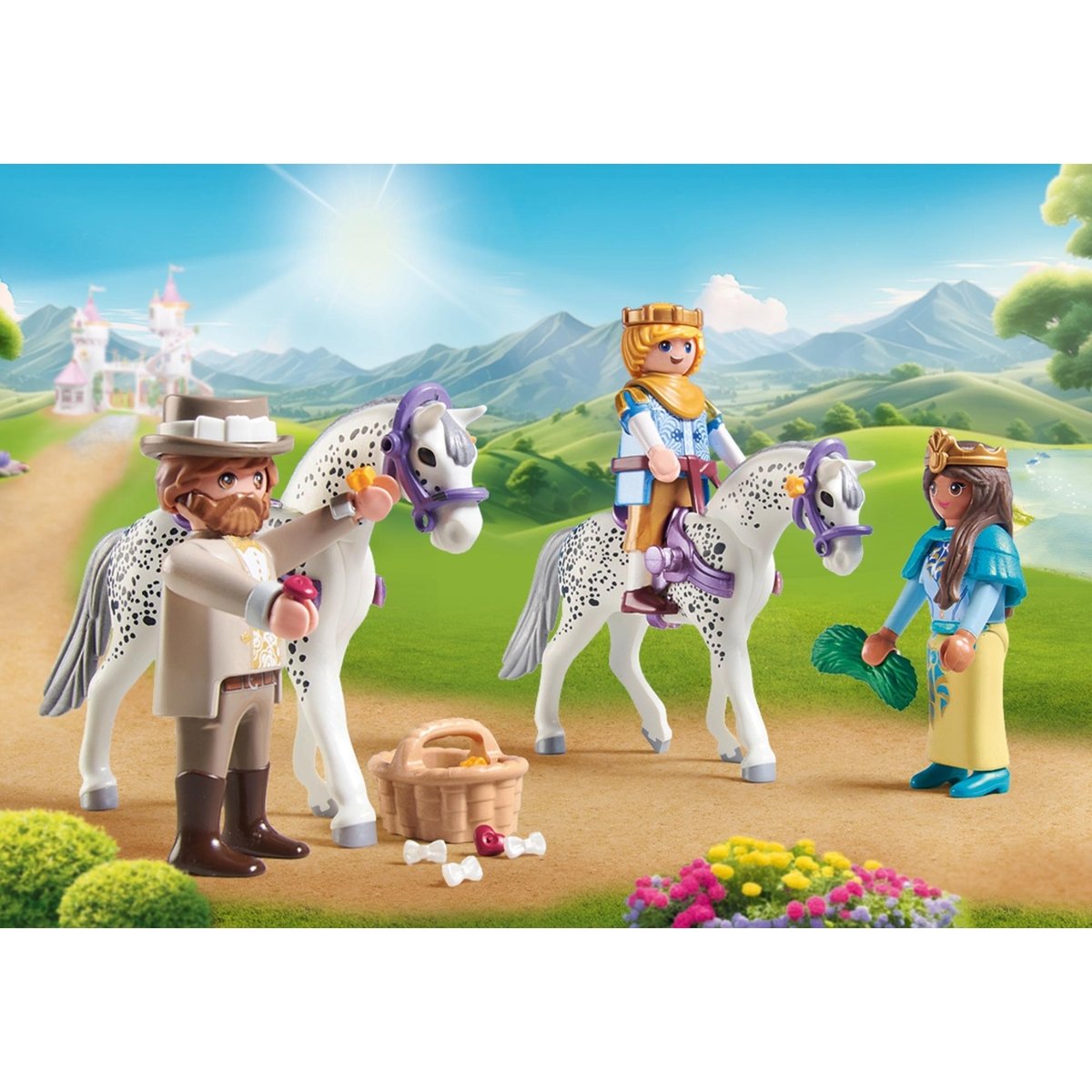 Calèche avec couple princier, cocher et cadeau multicolore, PLAYMOBIL
