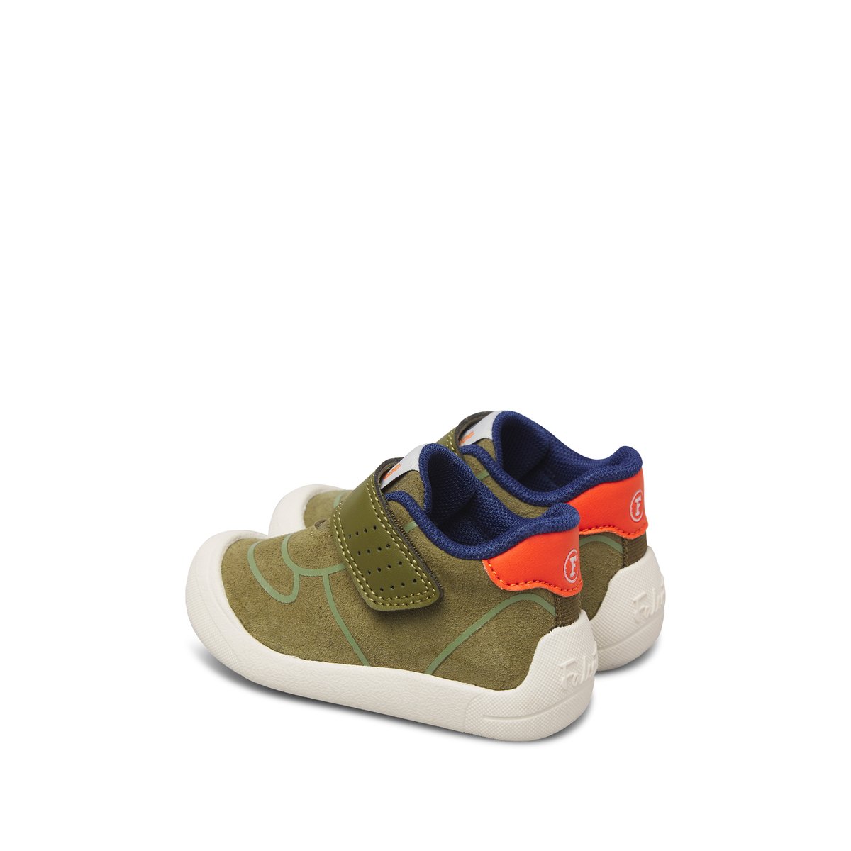 Chaussures premiers pas en simili cuir FREE 2 VL. kaki-orange, FALCOTTO