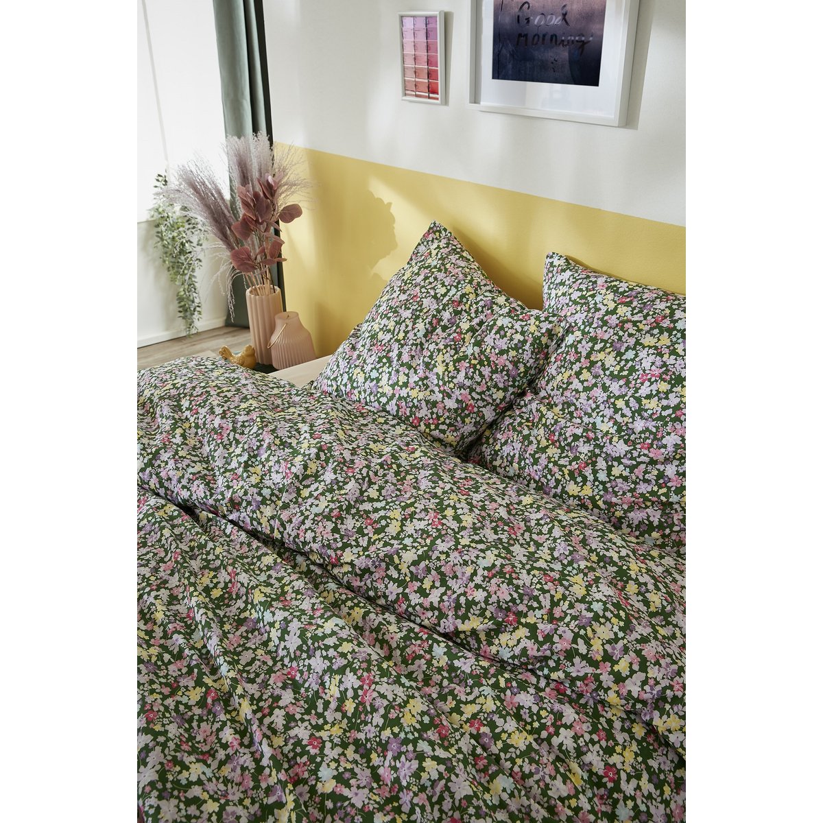 Parure de lit Collection Myosotis fleurie vert, EDEN