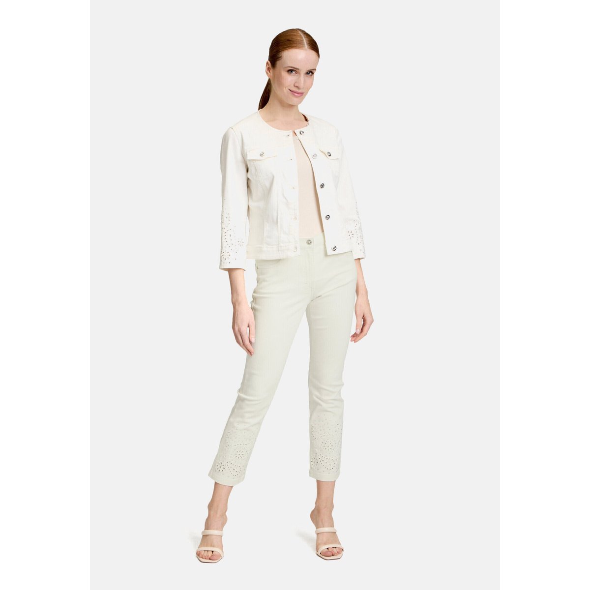 Pantalon casual à broderies blanc, BETTY BARCLAY