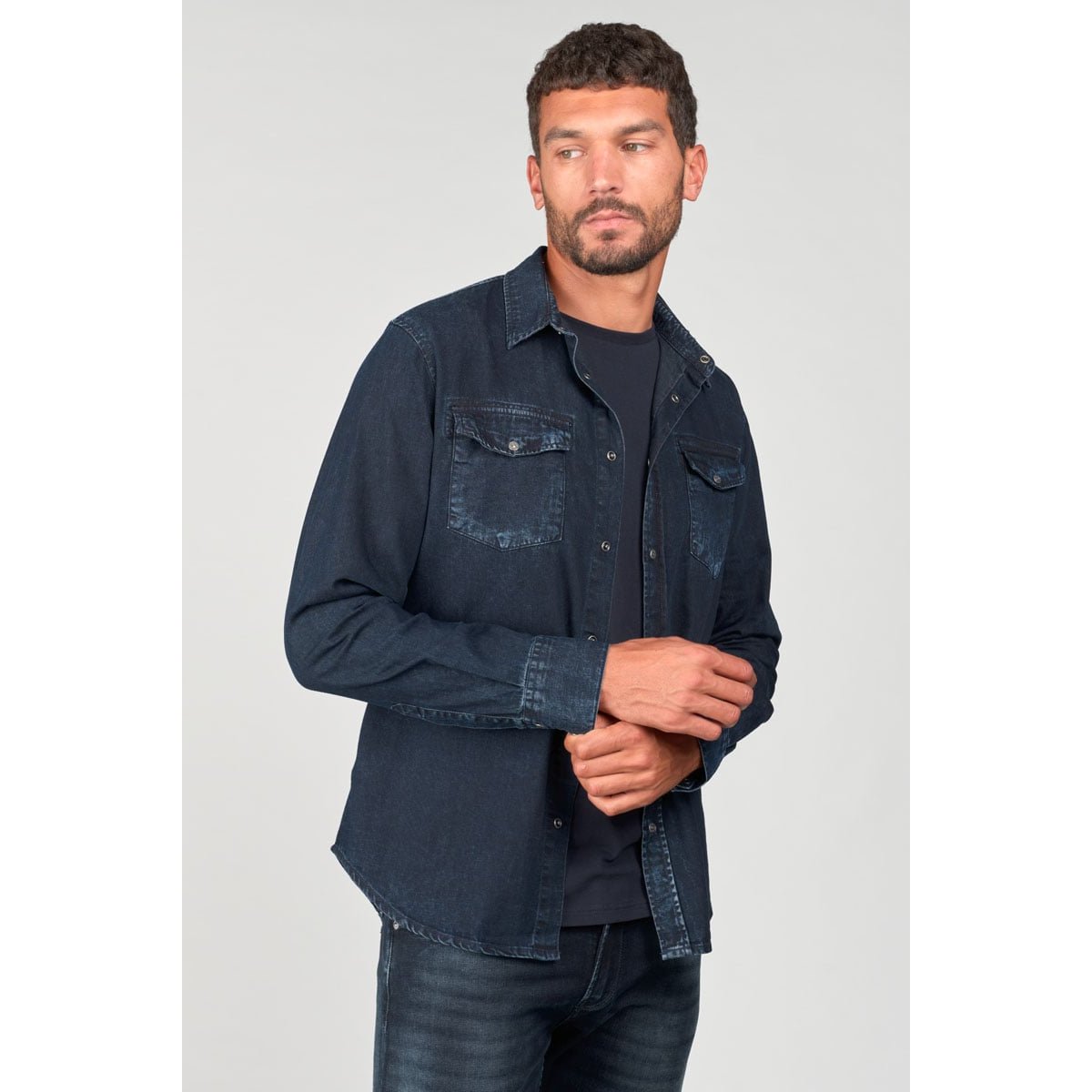 Chemise en jeans PEDRO blue / black, LE TEMPS DES CERISES