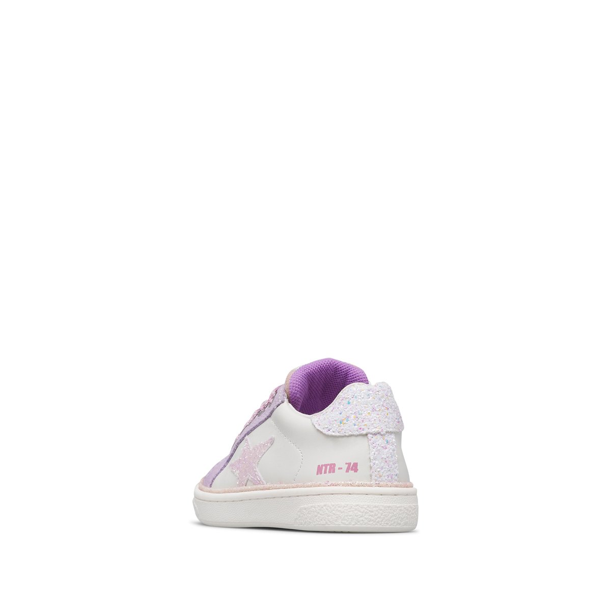 Baskets en cuir et en daim PINN ZIP. blanc-rose, NATURINO