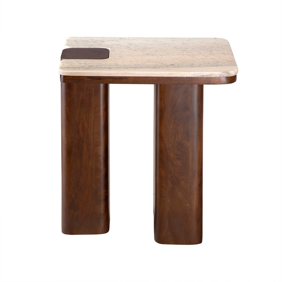 Bout de canapé bois massif et marbre - PUZZLE beige, SIGNATURE