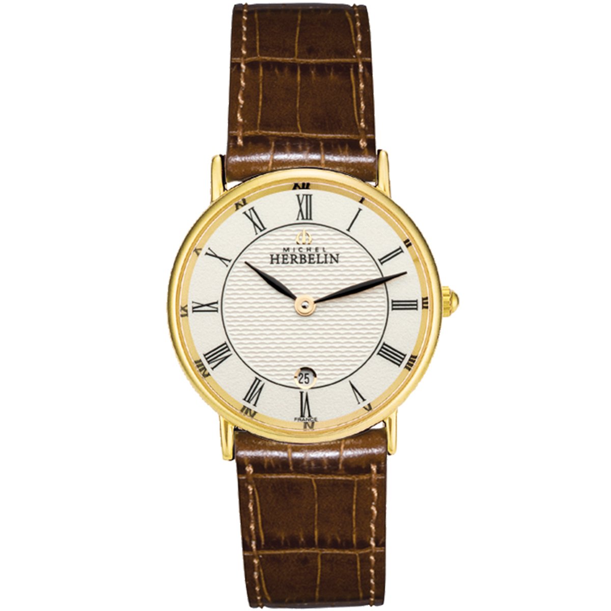 Montre Analogique  CLASSIQUES argenté blanc marron, HERBELIN