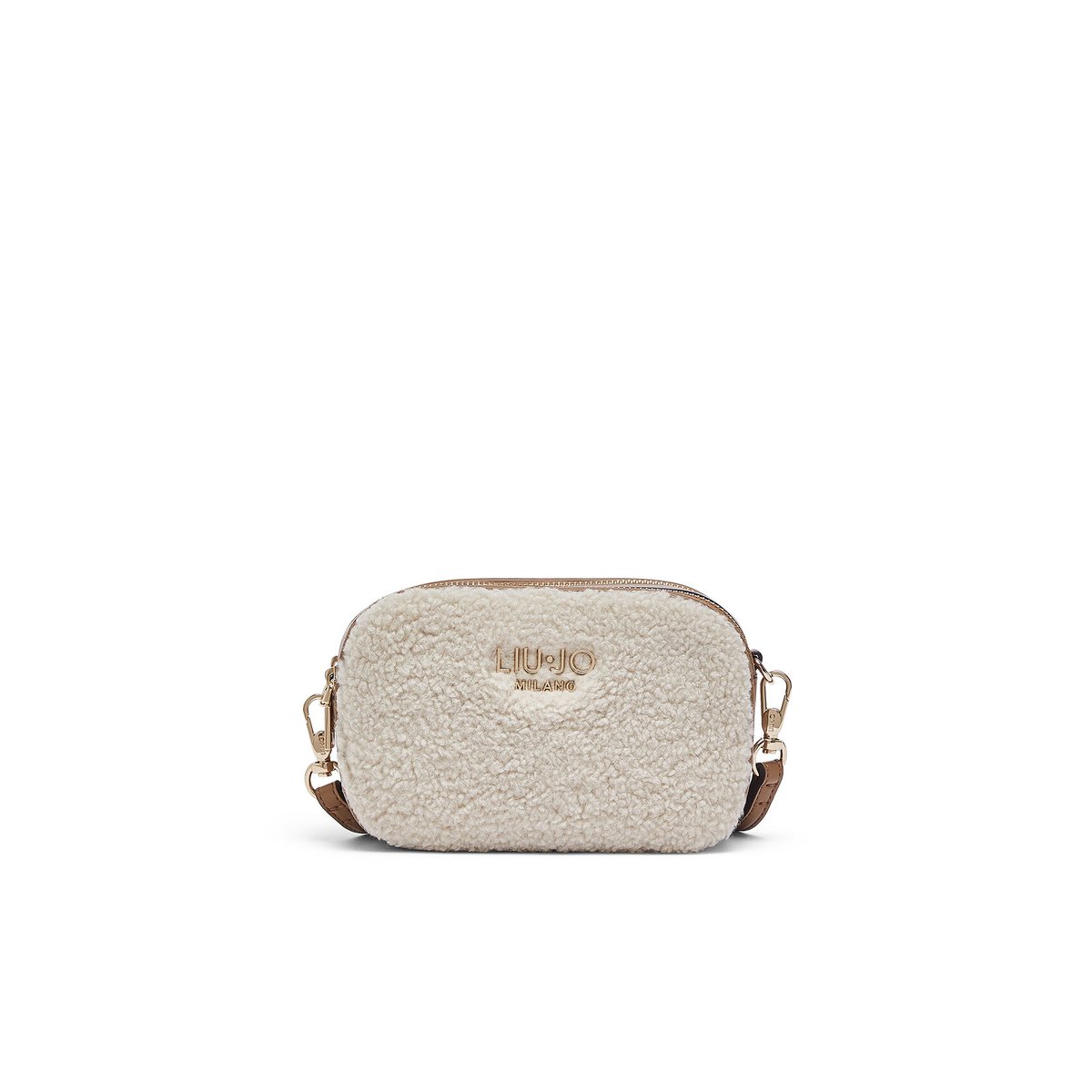 Sac bandoulière format petit en teddy crème, LIU JO