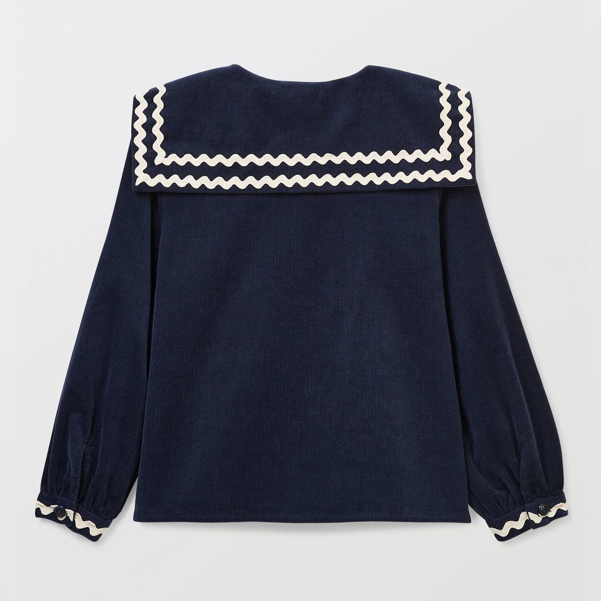 Blouse en velours col marin marine, MONOPRIX