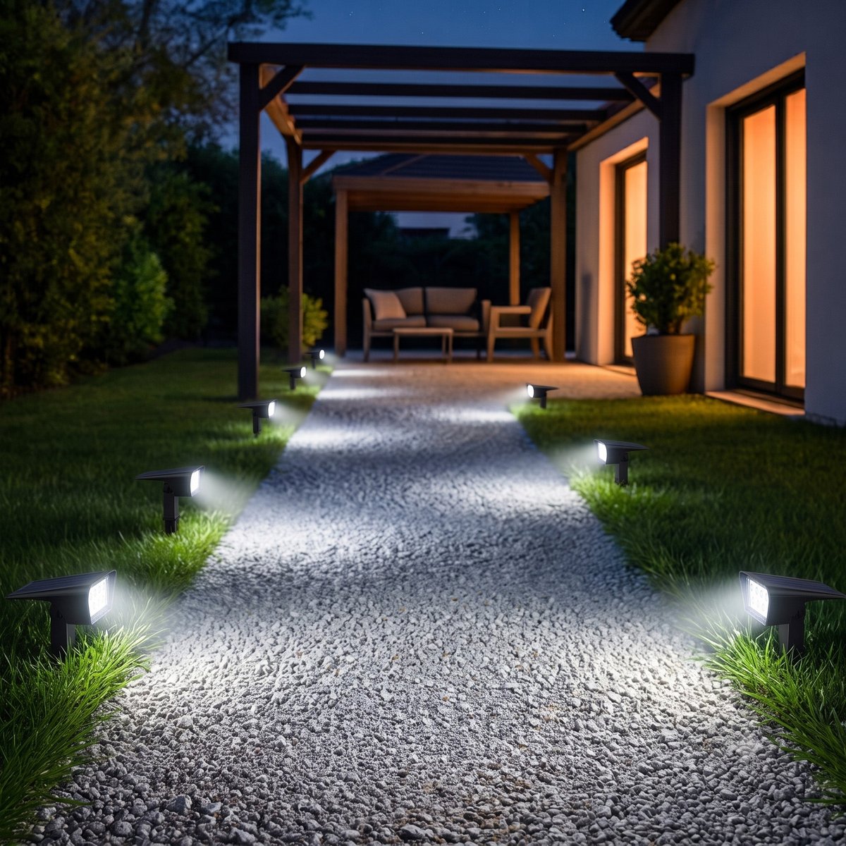 Lot de 4 Spots solaires projecteurs 4x CURTIS noir, LUMISKY