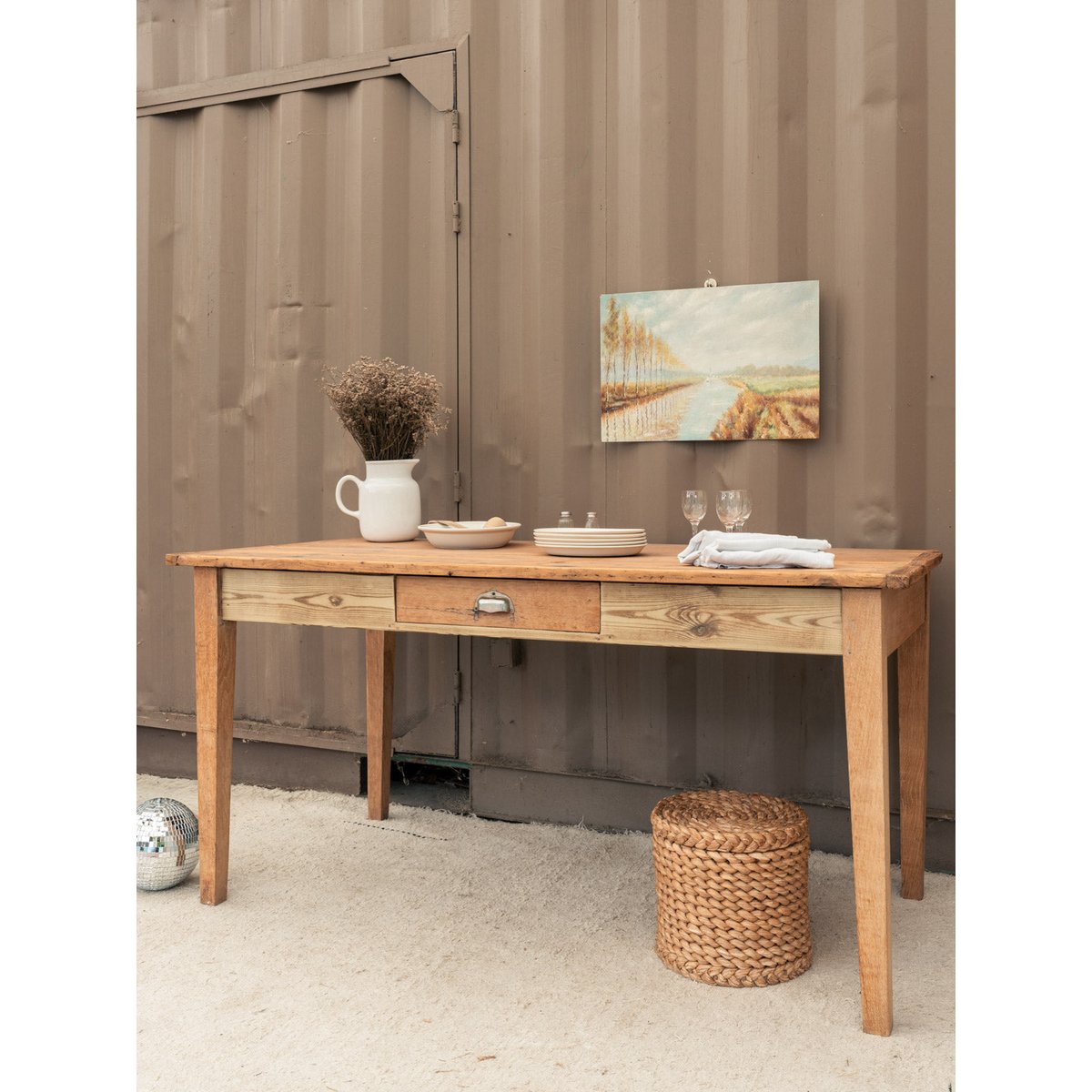 Table à manger de ferme en bois Romy N°1587 - Bon état bois clair, DEBONGOUT
