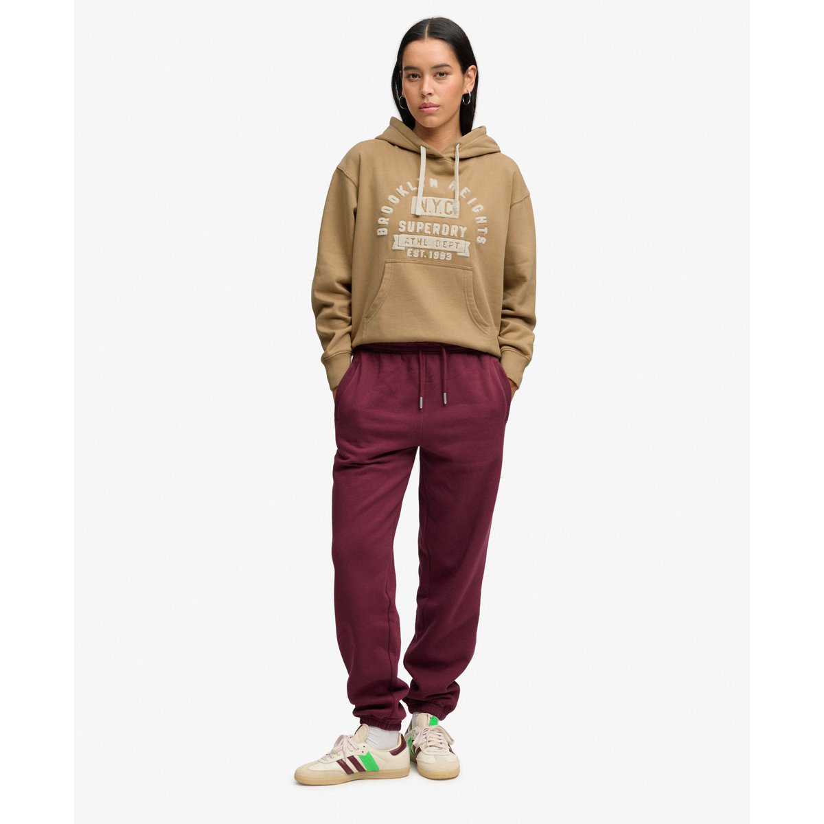 Sweat à capuche Vintage Prep Chenille Coupe Décontractée beige corps, SUPERDRY