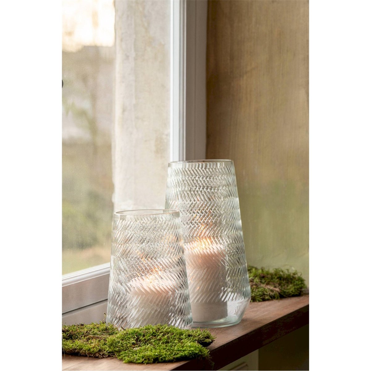 Vase en verre texturé relief, Grand format transparent, RECOLLECTION