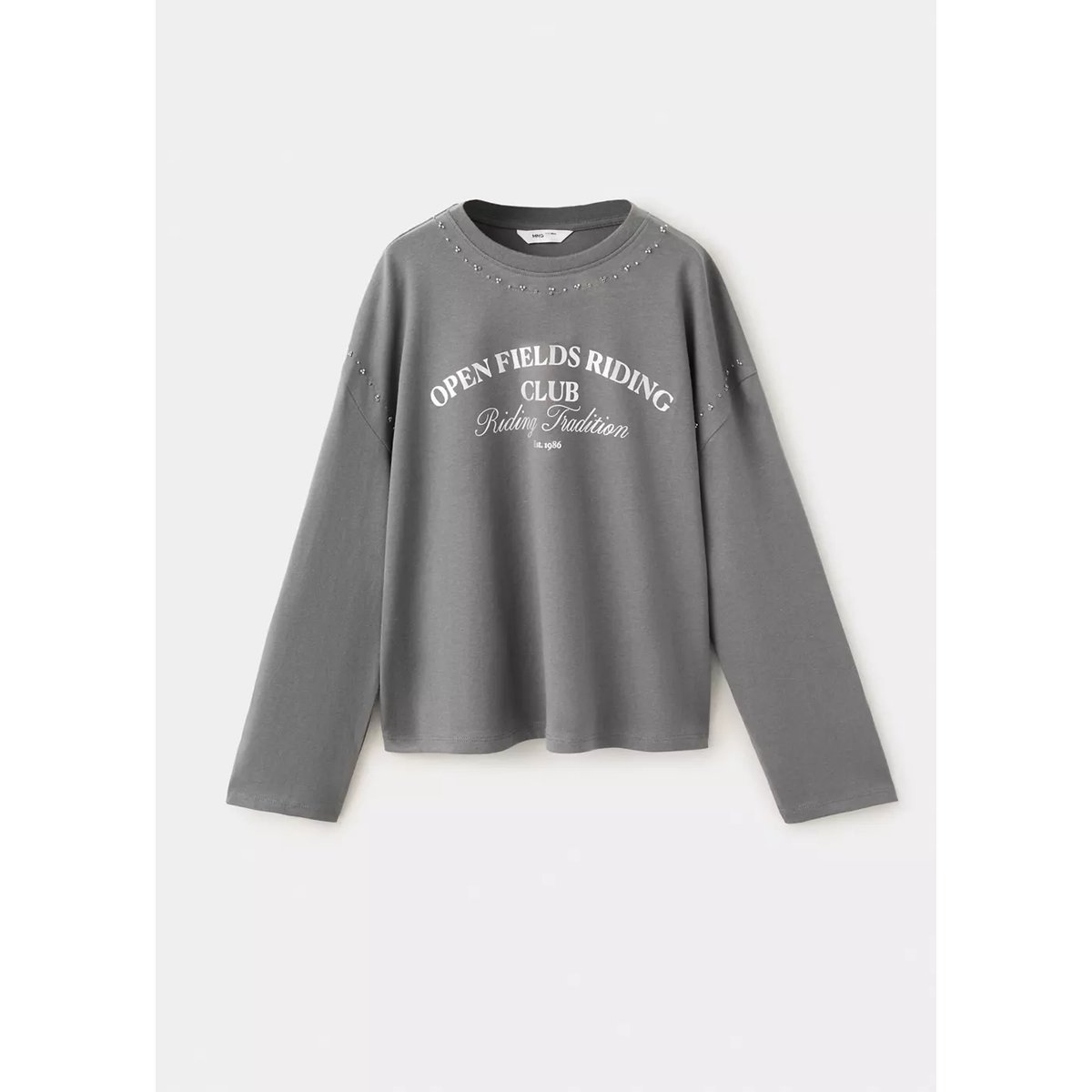 T-shirt imprimé strass gris anthracite, MANGO KIDS