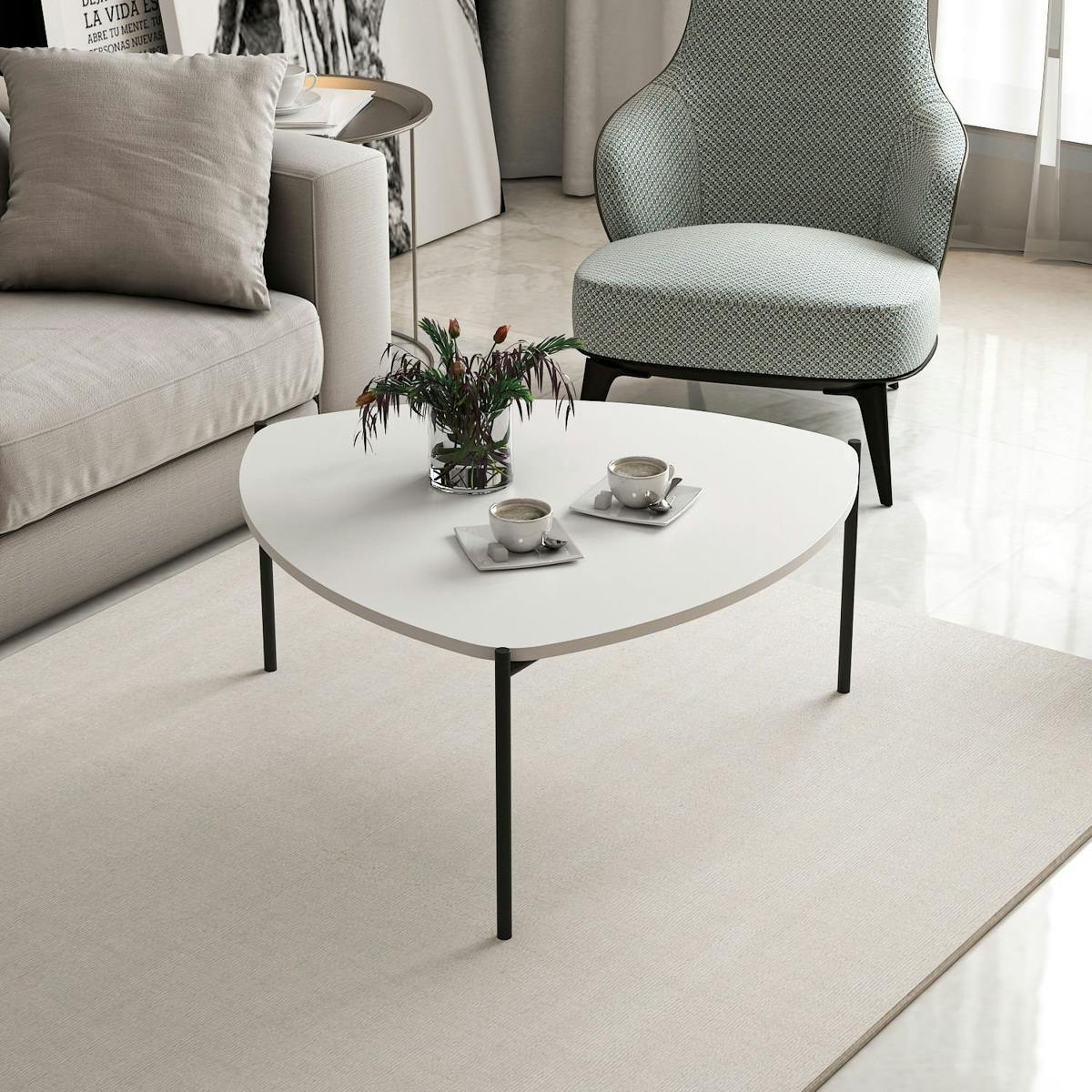 Table basse triangulaire JENA blanc, PIER IMPORT