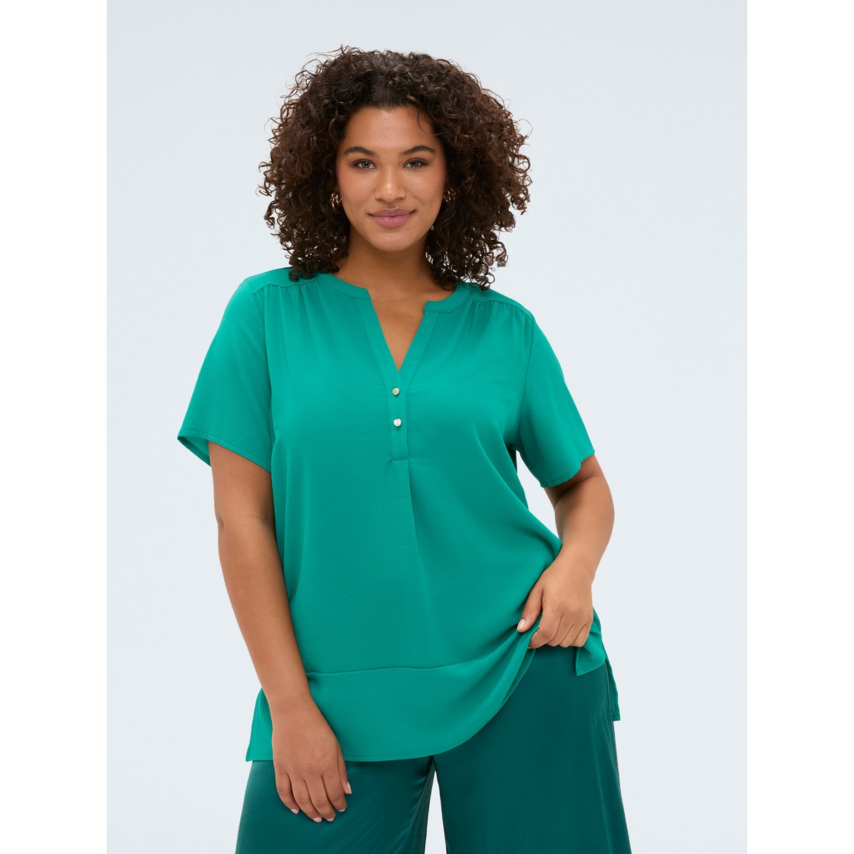 T-shirt avec boutons green water, FIORELLA RUBINO