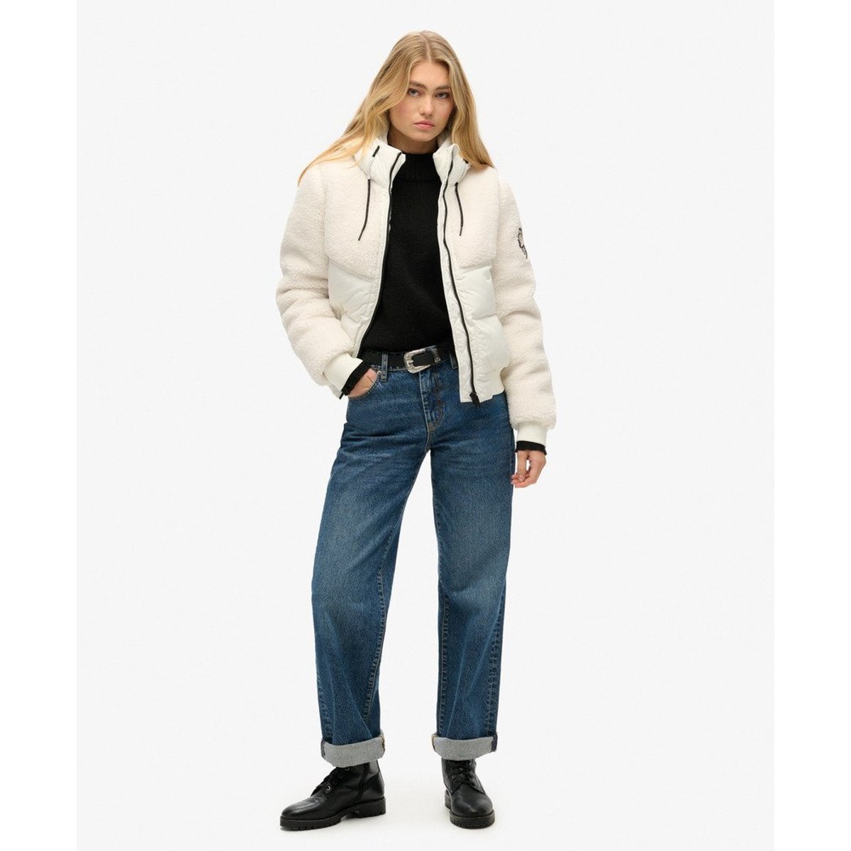 Bomber Everest Hybrid blanc cassé, SUPERDRY