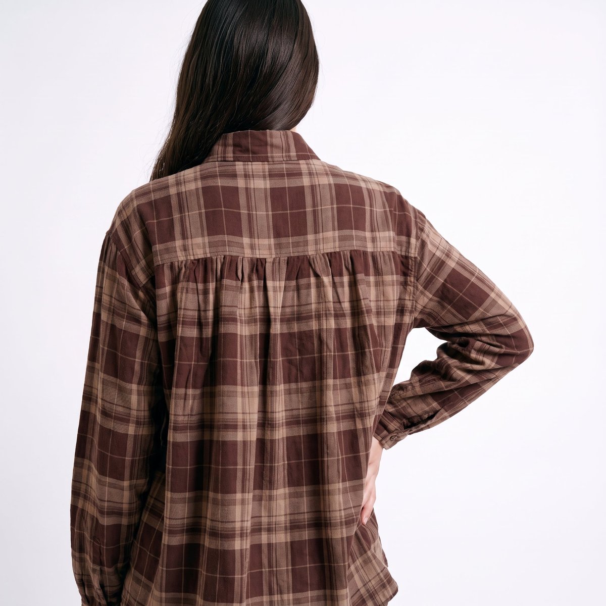 Chemise à carreaux, col classique et manches longues OLERIE marron, ARTLOVE